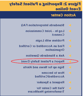 screenshot of Reporting a Patient Safety Event Online