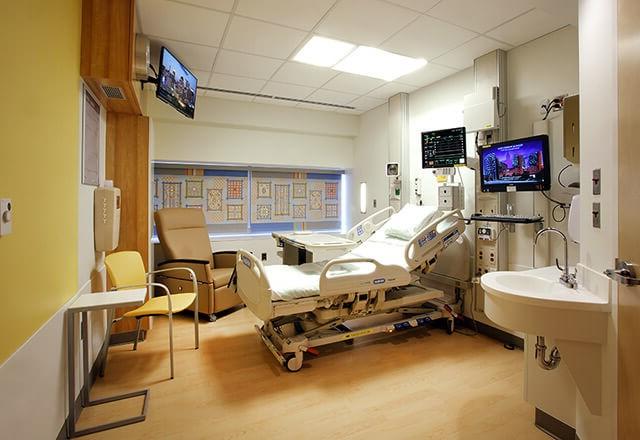 View looking into a patient's room